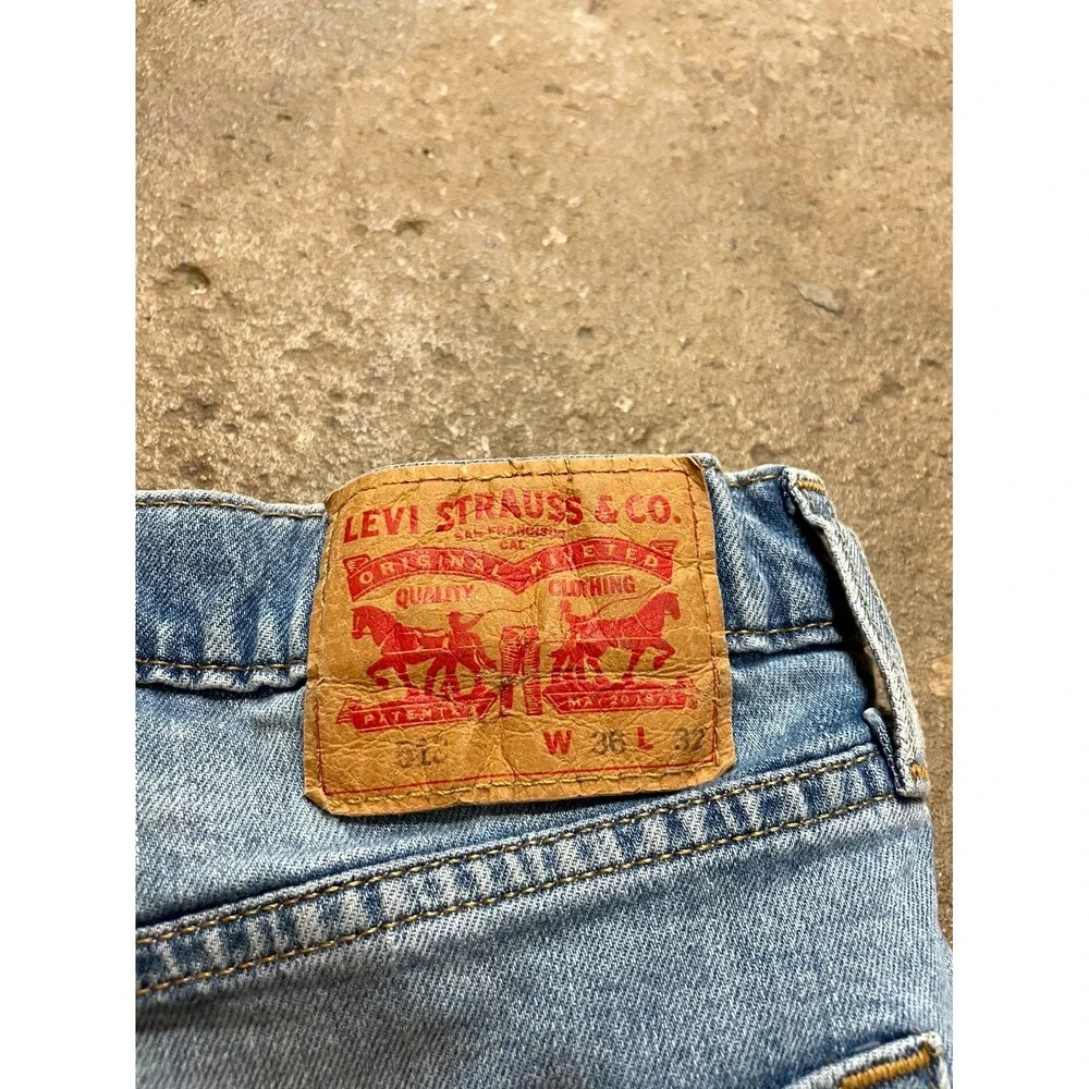 Levi's 513 Slim Straight Fit Jeans Mens 36x32 Blue Denim Cotton Stretch Mid Rise - Picture 14 of 16